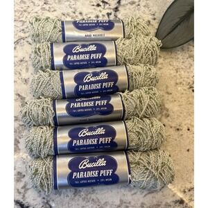Vintage 6 Lot Bucilla Paradise Puff Yarn Light Green 506 USA Made Skeins